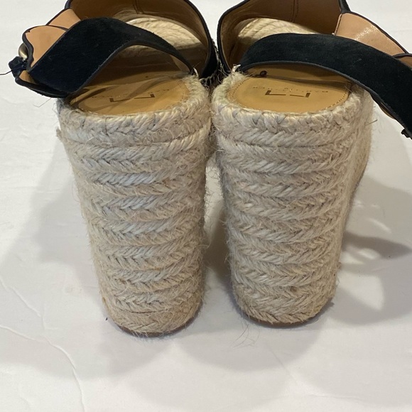 ❤️SOLD❤️Marc Fisher LTD Black Suede Andela Espadrille Wedge Sandals - Picture 7 of 9